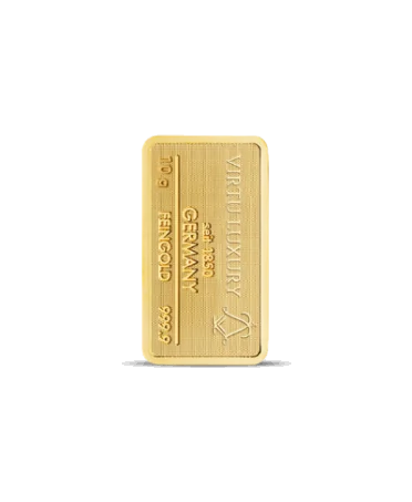 سبيكة ذهب نقي 24 قيراط بوزن 10 جرام معروضة للبيع متوفرة لدى VIRTU LUXURY