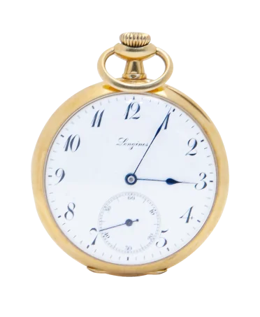 ساعة جيب Admiral من الذهب الأصفر للجنسين من دار Longines. متوفرة لدى VIRTU LUXURY.