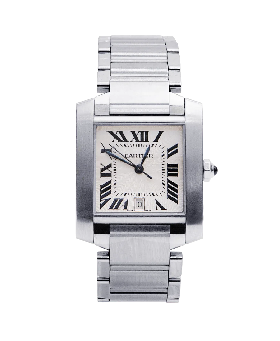 Montre Bracelet TANK Française Date de la maison de luxe Cartier. Disponible chez VIRTU LUXURY. Montre Bracelet TANK Française Date de la maison de luxe Cartier. Disponible chez VIRTU LUXURY.