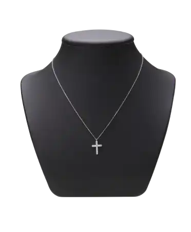 قلادة صليب - دار فروجو - ذهب أبيض - ماس - قلادة مرموقة - متوفرة لدى VIRTU LUXURY
