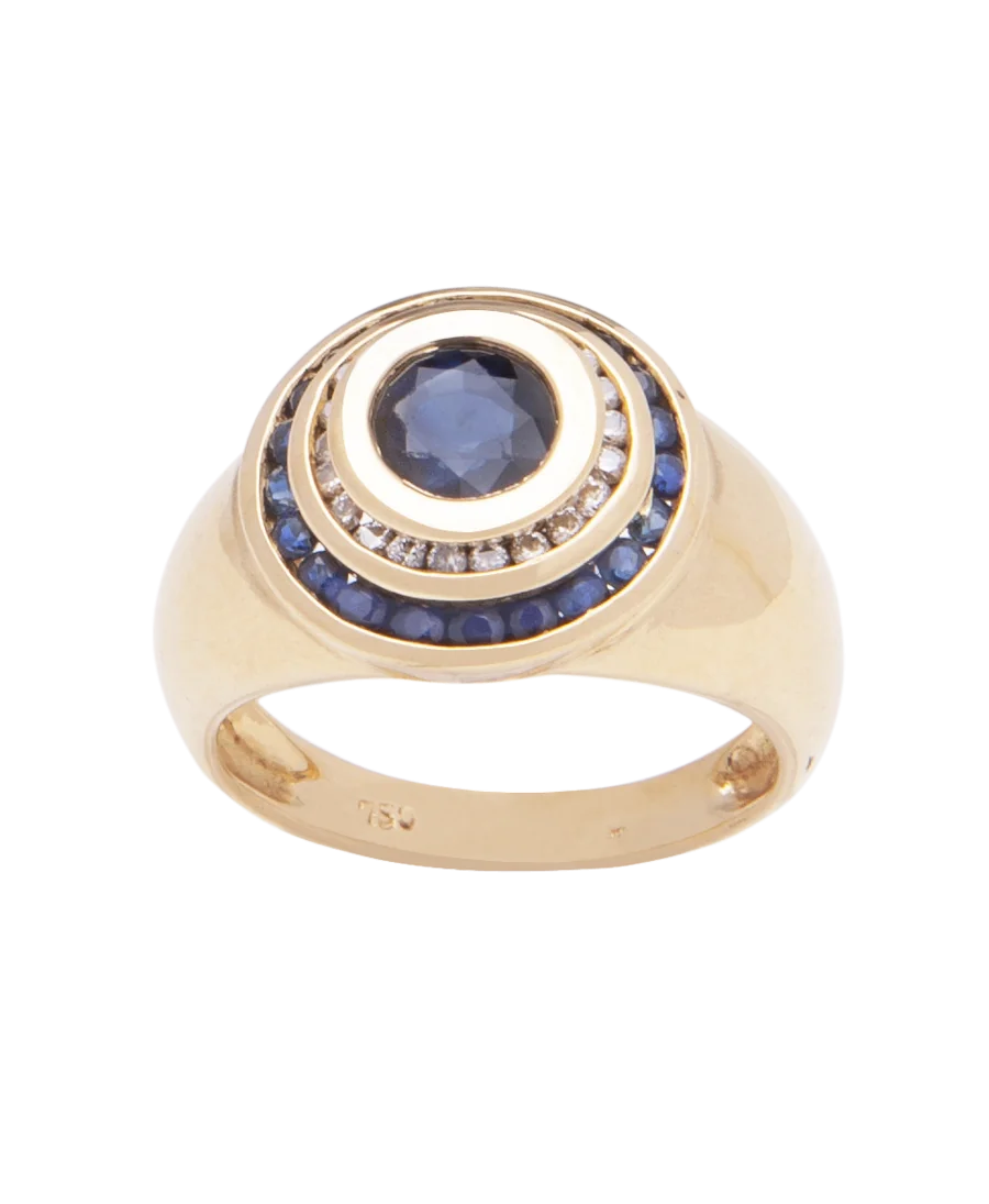 Bague Mariage Saphirs et Diamants en Or jaune 18 Carats. Disponible chez VIRTU LUXURY. Bague Mariage Saphirs et Diamants en Or jaune 18 Carats. Disponible chez VIRTU LUXURY.