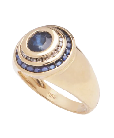 Bague de Mariage en Or avec des Saphirs et des Diamants. Disponible chez VIRTU LUXURY.