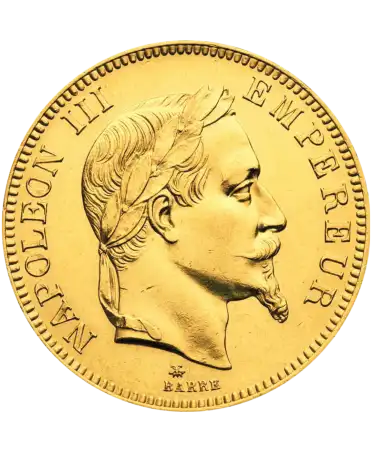 Avers de la pièce 100 Francs NAPOLEON 3 TETE LAUREE Or chez VIRTU LUXURY