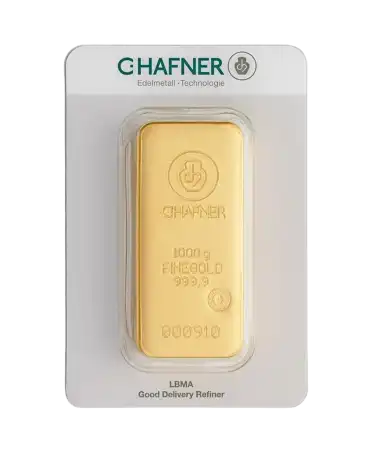 وجه سبيكة مصبوبة 1 كيلو جرام من C. HAFNER ذهب نقي معاد تدويره 24 قيراط معروض للبيع متوفر لدى VIRTU LUXURY