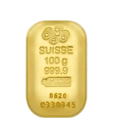 وجه سبيكة الذهب عيار 24K النقية المعاد تدويرها بوزن 100 جرام من PAMP المعروضة للبيع لدى VIRTU LUXURY