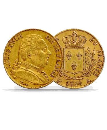 pièce de 20 Francs Or LOUIS 18 disponible chez VIRTU LUXURY
